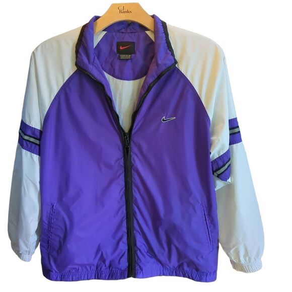Nike Women's Purple White Zip Front XL Windbreaker Jacket - Picture 1 of 5